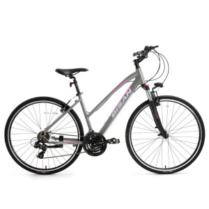 Tūrisma velosipēds Bisan 28 TRX8200-23 City Lady pelēks/rozā (S)